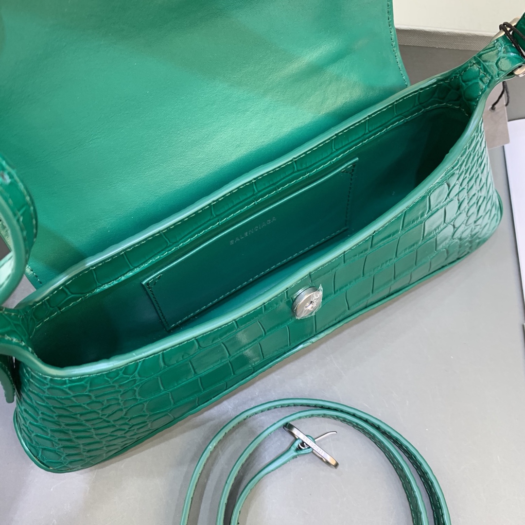 Balenciaga XX Small Flap Bag Crocodile Embossed Green